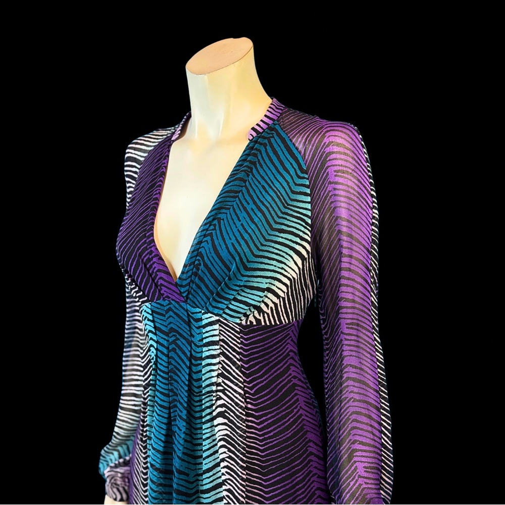 ARMANI Exchange ANIMAL PRINT Deep V SILK Ombré Mini Dress - Picture 1 of 9